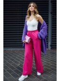 Wide pants with elasticated pockets, fuchsia 05036 - Online store - Boutique